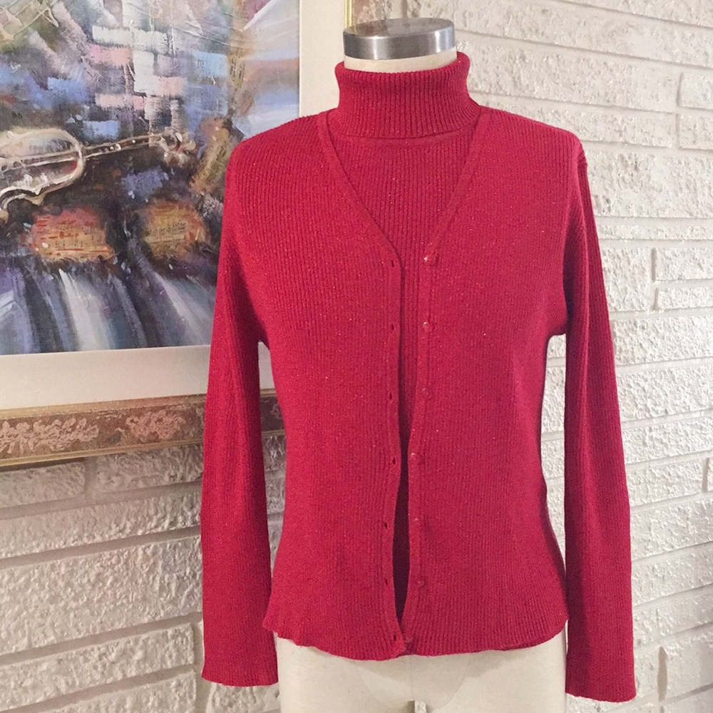 George Metallic Turtleneck Twin Set